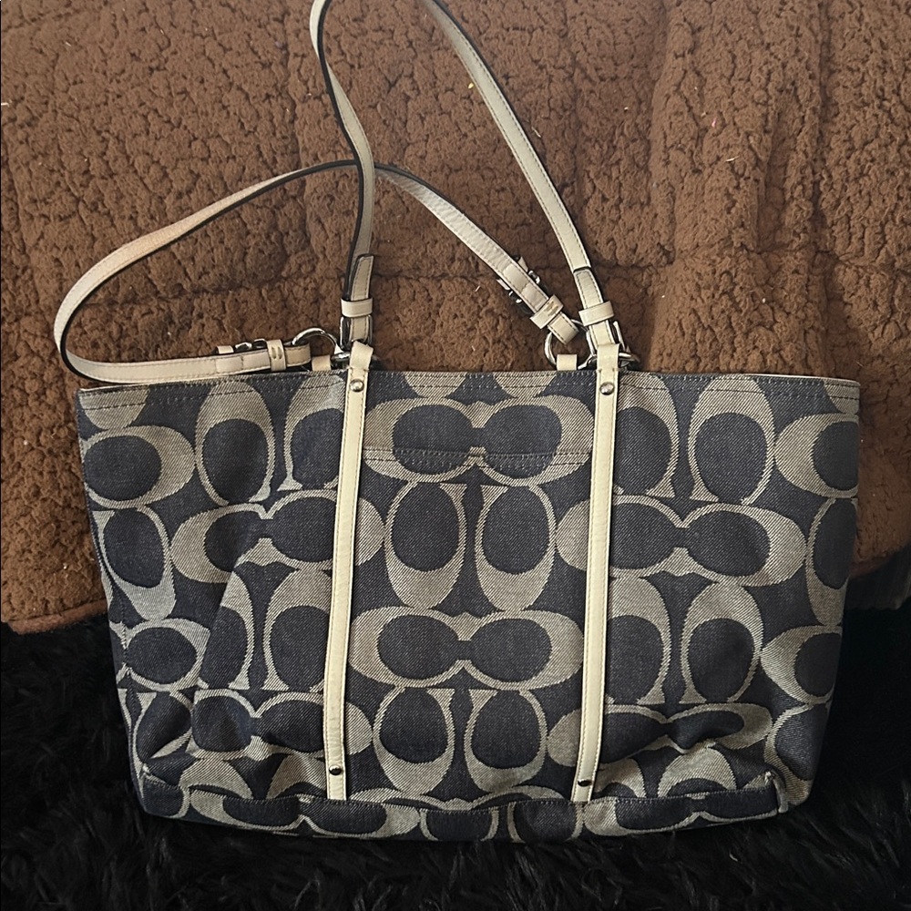 Coach Tote in Charcoal and Light Gray with Signature C Pattern